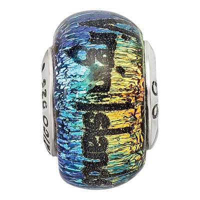Sterling Silver Orange Dichroic Glass Bead – view 7