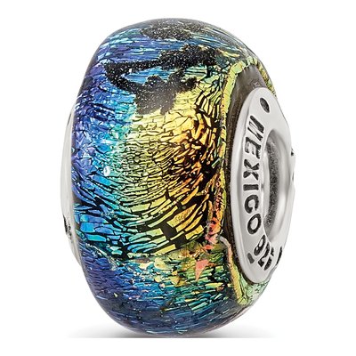 Sterling Silver Orange Dichroic Glass Bead – view 8