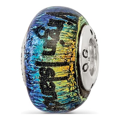 Sterling Silver Orange Dichroic Glass Bead