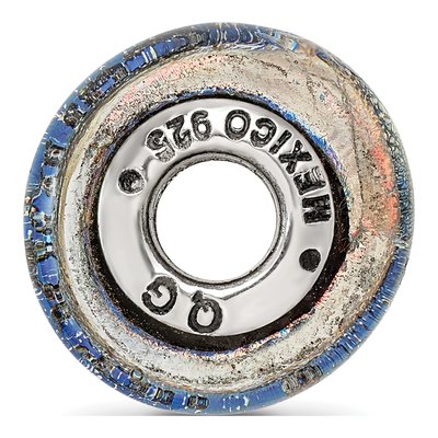 Sterling Silver Orange Dichroic Glass Bead – view 3