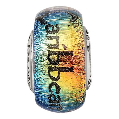 Sterling Silver Orange Dichroic Glass Bead – view 5