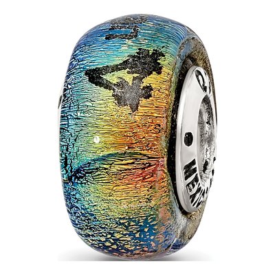 Sterling Silver Orange Dichroic Glass Bead – view 6