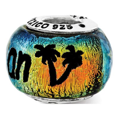Sterling Silver Orange Dichroic Glass Bead – view 7