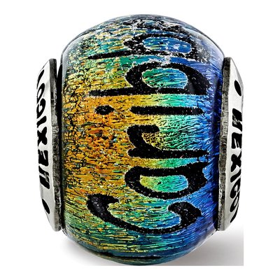 Sterling Silver Orange Dichroic Glass Bead – view 8