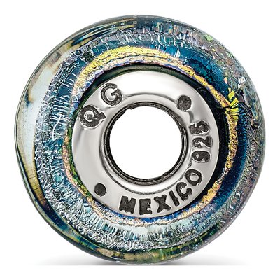 Sterling Silver Orange Dichroic Glass Bead – view 4