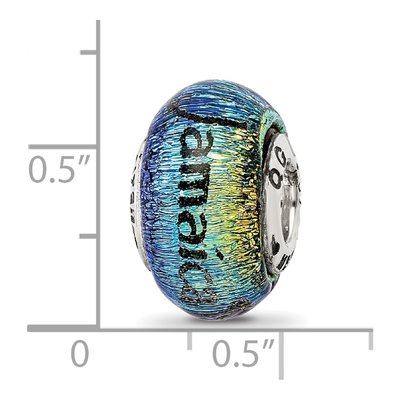 Sterling Silver Orange Dichroic Glass Bead – view 5