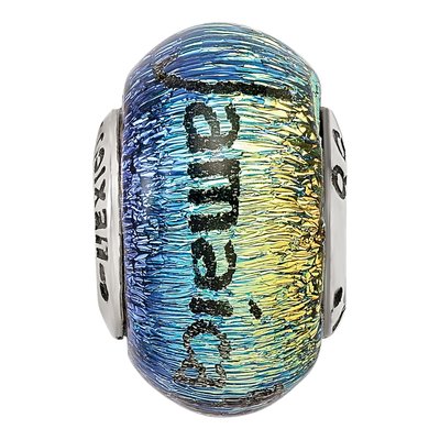 Sterling Silver Orange Dichroic Glass Bead – view 6