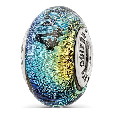 Sterling Silver Orange Dichroic Glass Bead – view 7