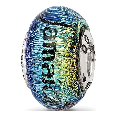 Sterling Silver Orange Dichroic Glass Bead