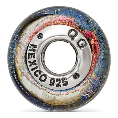 Sterling Silver Orange Dichroic Glass Bead – view 4