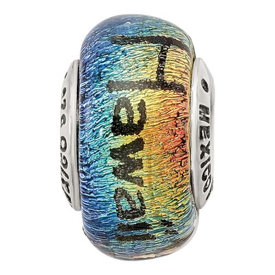 Sterling Silver Orange Dichroic Glass Bead – view 5
