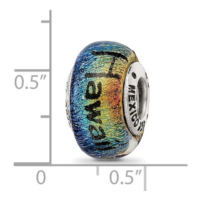 Sterling Silver Orange Dichroic Glass Bead – view 6