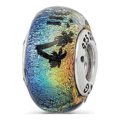 Sterling Silver Orange Dichroic Glass Bead – view 8
