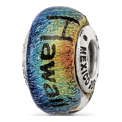 Sterling Silver Orange Dichroic Glass Bead