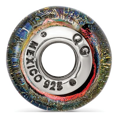 Sterling Silver Orange Dichroic Glass Bead – view 4