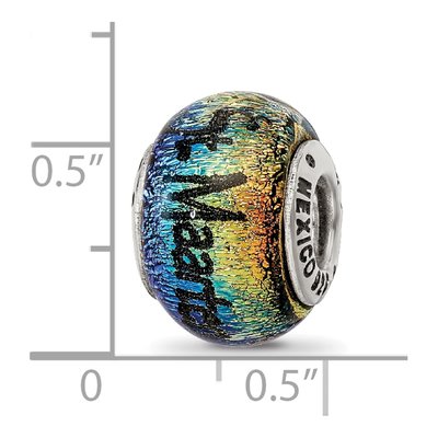 Sterling Silver Orange Dichroic Glass Bead – view 6