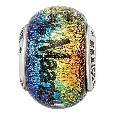 Sterling Silver Orange Dichroic Glass Bead – view 7