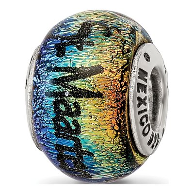 Sterling Silver Orange Dichroic Glass Bead