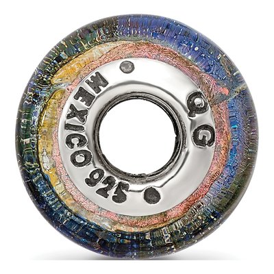 Sterling Silver Orange Dichroic Glass Bead – view 4