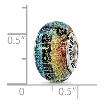 Sterling Silver Orange Dichroic Glass Bead – view 6