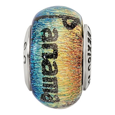 Sterling Silver Orange Dichroic Glass Bead – view 7