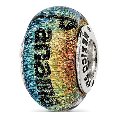 Sterling Silver Orange Dichroic Glass Bead