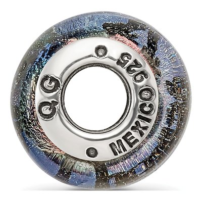 Sterling Silver Orange Dichroic Glass Bead – view 4