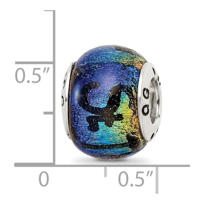 Sterling Silver Orange Dichroic Glass Bead – view 6