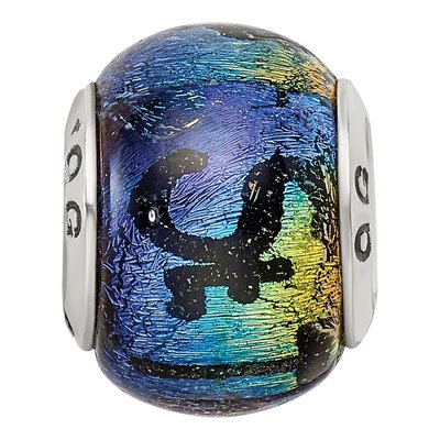 Sterling Silver Orange Dichroic Glass Bead – view 7