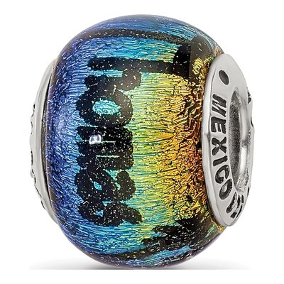 Sterling Silver Orange Dichroic Glass Bead – view 8