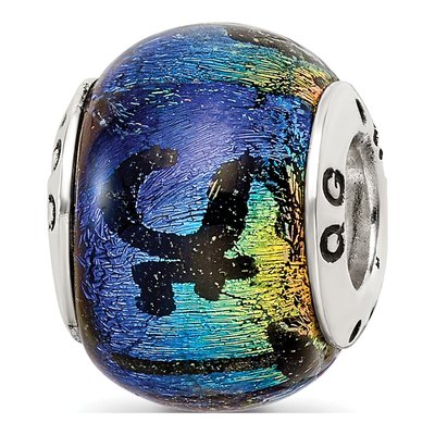 Sterling Silver Orange Dichroic Glass Bead