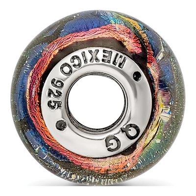Sterling Silver Orange Dichroic Glass Bead – view 3