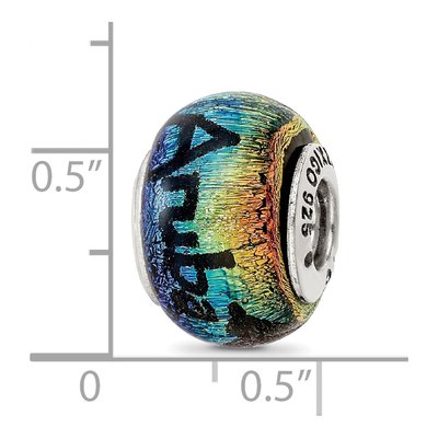 Sterling Silver Orange Dichroic Glass Bead – view 4
