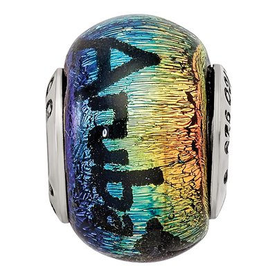 Sterling Silver Orange Dichroic Glass Bead – view 5