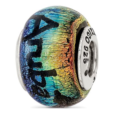 Sterling Silver Orange Dichroic Glass Bead