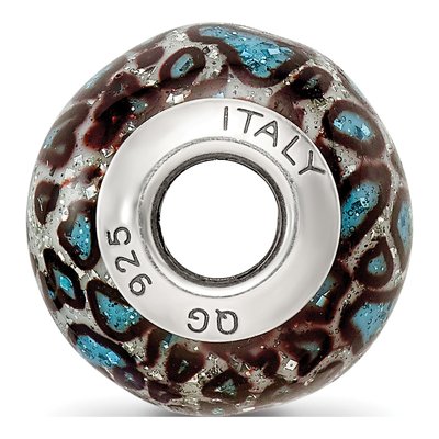 Sterling Silver Teal Reflection Glass Bead – view 3