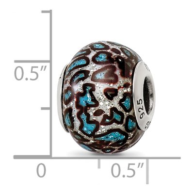 Sterling Silver Teal Reflection Glass Bead – view 5