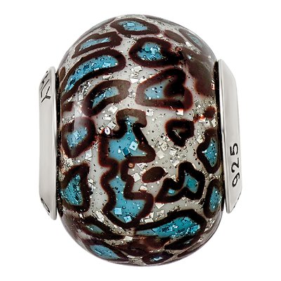 Sterling Silver Teal Reflection Glass Bead – view 6