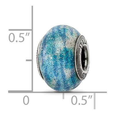 Sterling Silver Blue Glitter Bead – view 6