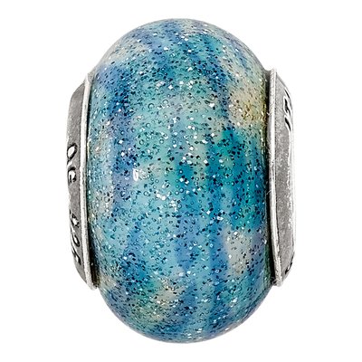 Sterling Silver Blue Glitter Bead – view 7