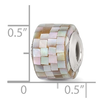 Sterling Silver Mother of Pearl Mosaic Bead – view 6