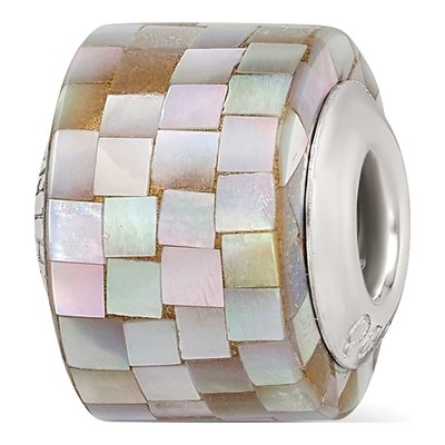 Sterling Silver Mother of Pearl Mosaic Bead