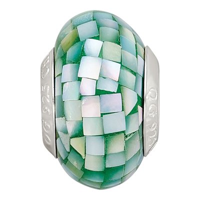 Sterling Silver Mother of Pearl Mosaic Bead – view 7