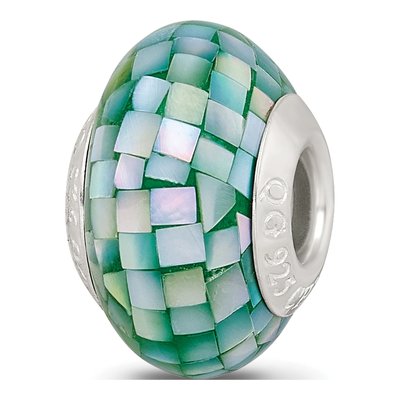 Sterling Silver Mother of Pearl Mosaic Bead