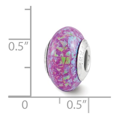 Sterling Silver Lab-Created Opal Mosaic Bead – view 4