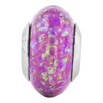 Sterling Silver Lab-Created Opal Mosaic Bead