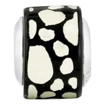 Sterling Silver Mother of Pearl Mosaic MOP Heart Bead