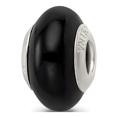 Sterling Silver Black Glass Bead