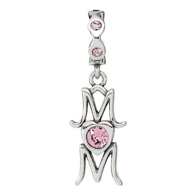 Sterling Silver Crystal MOM Dangle Bead – view 4