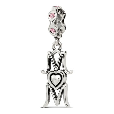 Sterling Silver Crystal MOM Dangle Bead – view 5